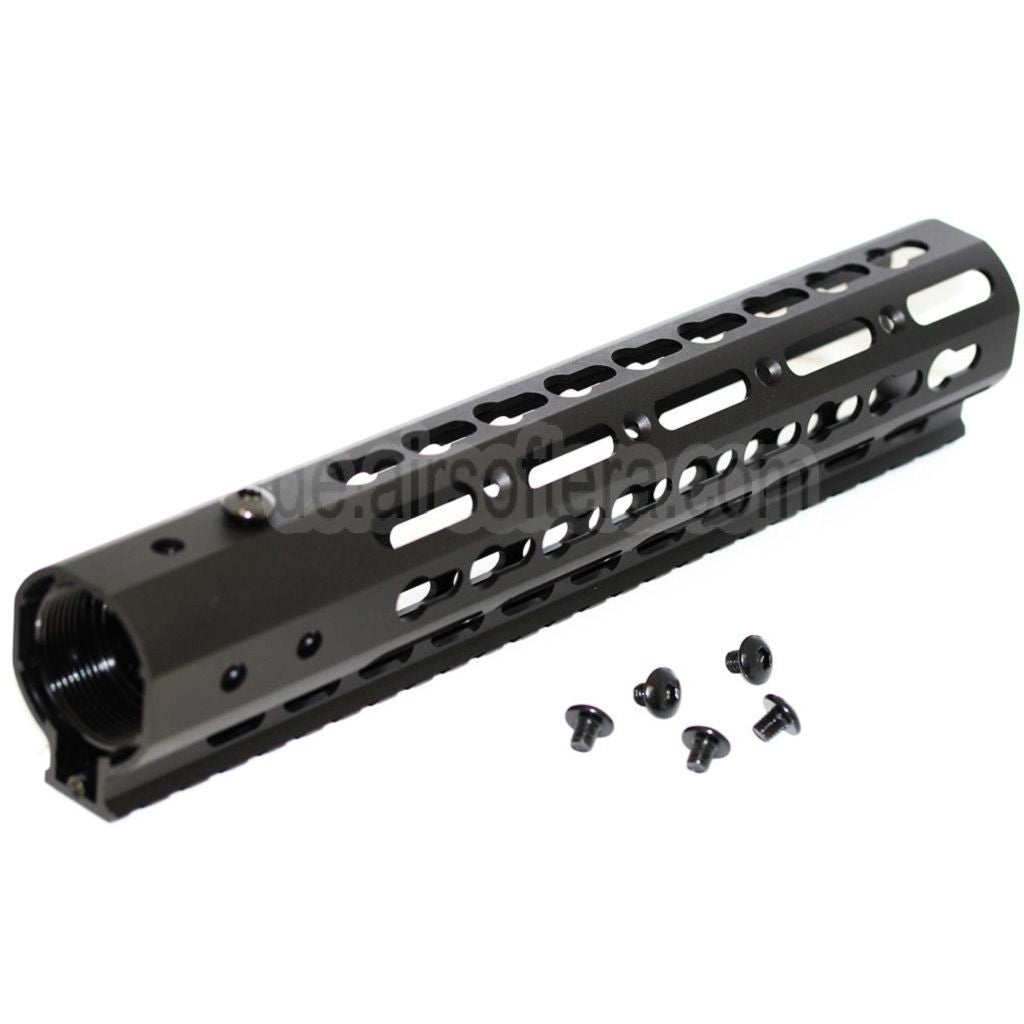 AirsoftEra CNC Aluminum 10 Zoll RAS Handguard Keymod Rail System Geeignet für M4 M16 AEG Serie Gewehre Schwarz
