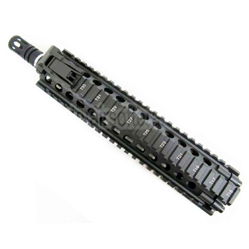 E&C CNC Aluminum M18 RAS vordere Set Handschutz Schienen System mit 9 Zoll Outer Barrel Geeignet für M4 M16 M18 Serie AEG Gewehre Airsoft Schwarz