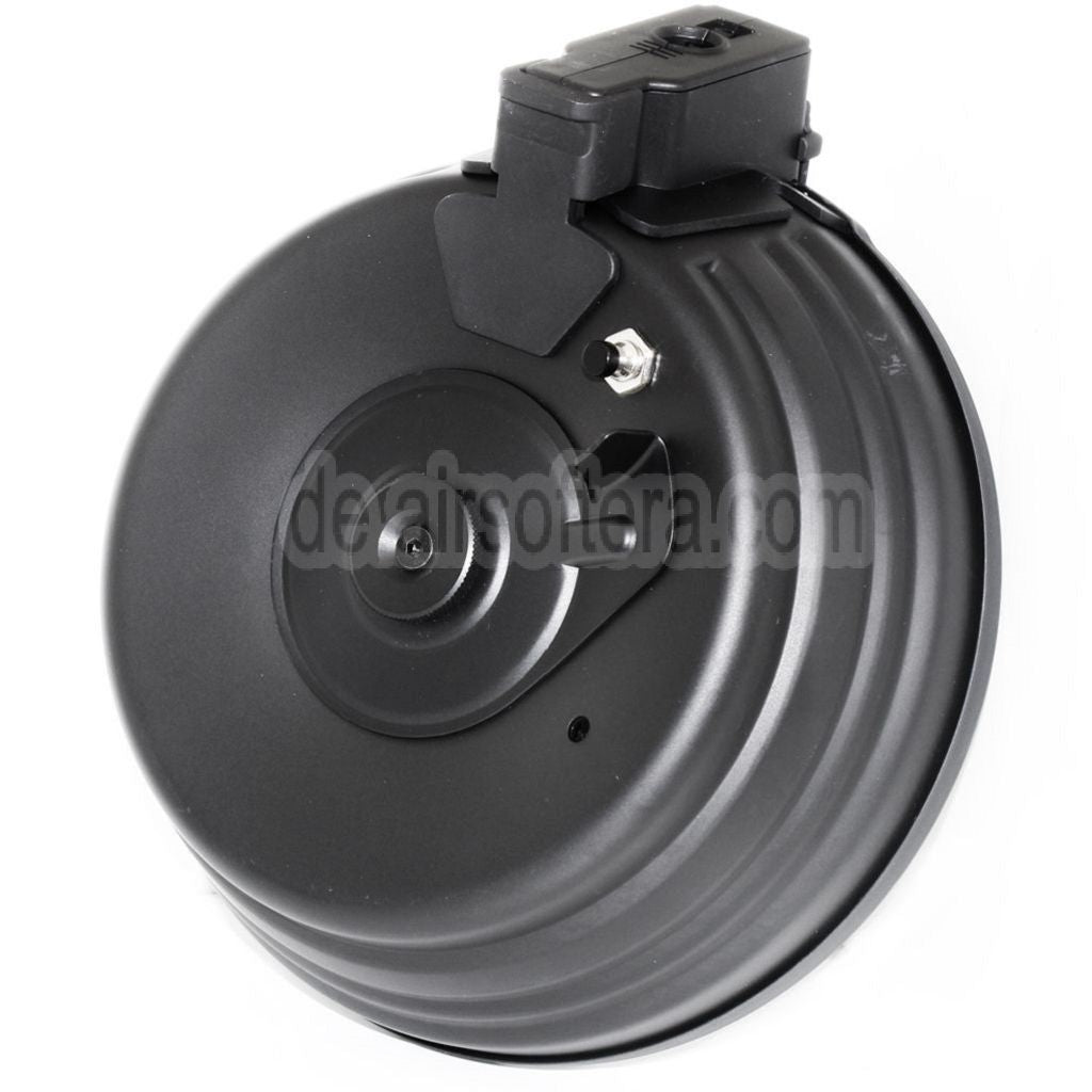 CYMA 2500rd Sheet Stahl Soundsteuerung Elektrisch Trommelmagazin Geeignet für AK Serie AEG Gewehre Airsoft Schwarz