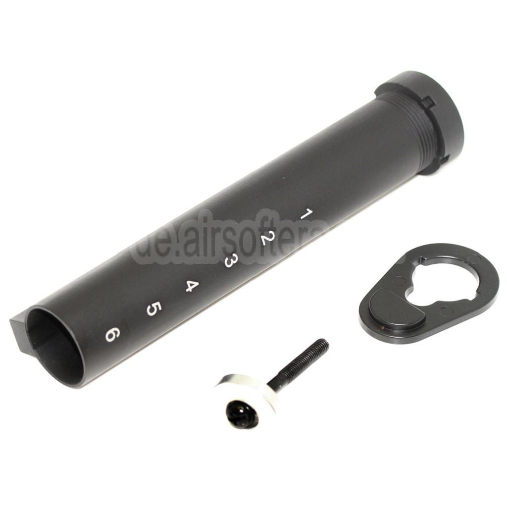 APS 6-Positions Schaft Pufferrohr Geeignet für ASR M4 M16 Serie AEG Gewehre Airsoft Schwarz