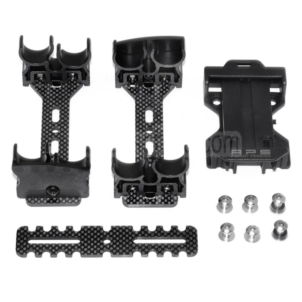 APS 2x Quad-Load Schrotpatronen Caddy System mit Gürtelschlaufe Geeignet für CAM870 Schrotflinte Schrotpatronen Schwarz