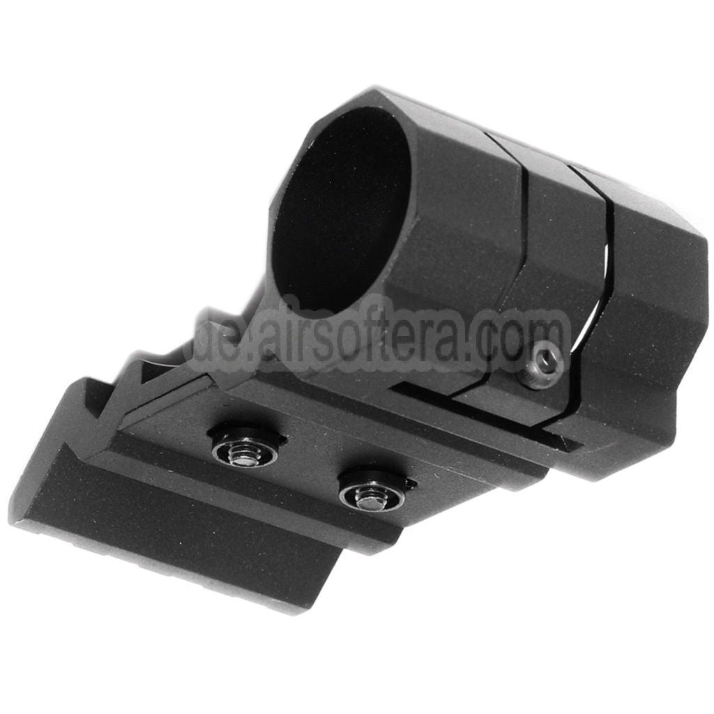 AirsoftEra Versetzte 20mm Schienenhalterung und 1/25mm Taschenlampenhalterung schwarz