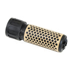 AirsoftEra 125mm 5 Zoll 5.56 Stil QDC Schalldämpfer mit Mündungsfeuerdämpfer Geeignet für -14mm CCW Gegen den Uhrzeigersinn Lauf Gewehre Airsoft Schwarz/Tan