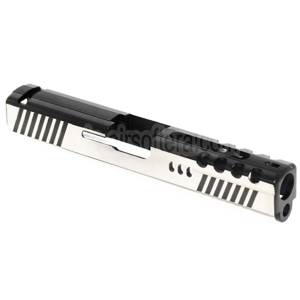 APS Aluminum DRAGONFLY D-MOD Schlitten Geeignet für APS A-CAP / Tokyo Marui G17 GBB Pistolen Airsoft Schwarz/Silver