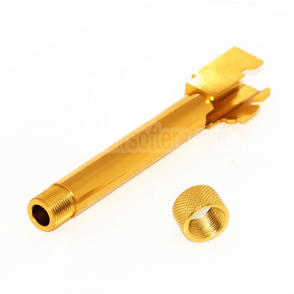 5KU CNC Aluminum Außen Lauf Typ 1 mit -14mm CCW Gewindeabdeckung gegen den Uhrzeigersinn Geeignet für Tokyo Marui G17 GBB Pistolen Airsoft