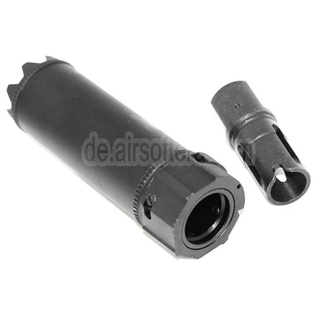 5KU Socom Mini Monster QD Schalldämpfer mit Mündungsfeuerdämpfer Geeignet für -14mm CCW Gegen den Uhrzeigersinn Lauf Gewehre Airsoft Schwarz