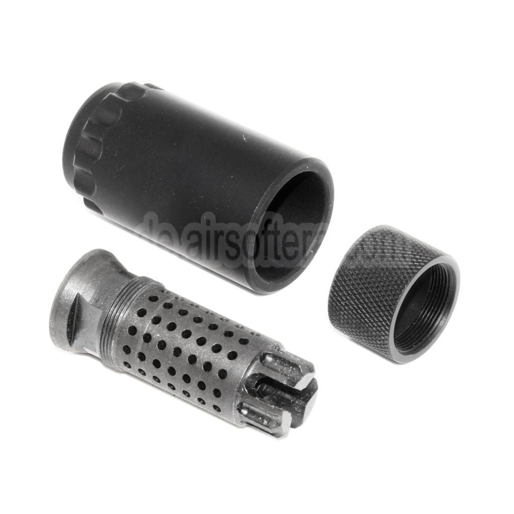 5KU 7.62 Taper Mount Flash Comp und Blast Shield Mündungsfeuerdämpfer Geeignet für -14mm CCW Gegen den Uhrzeigersinn Lauf Gewehre Airsoft Schwarz