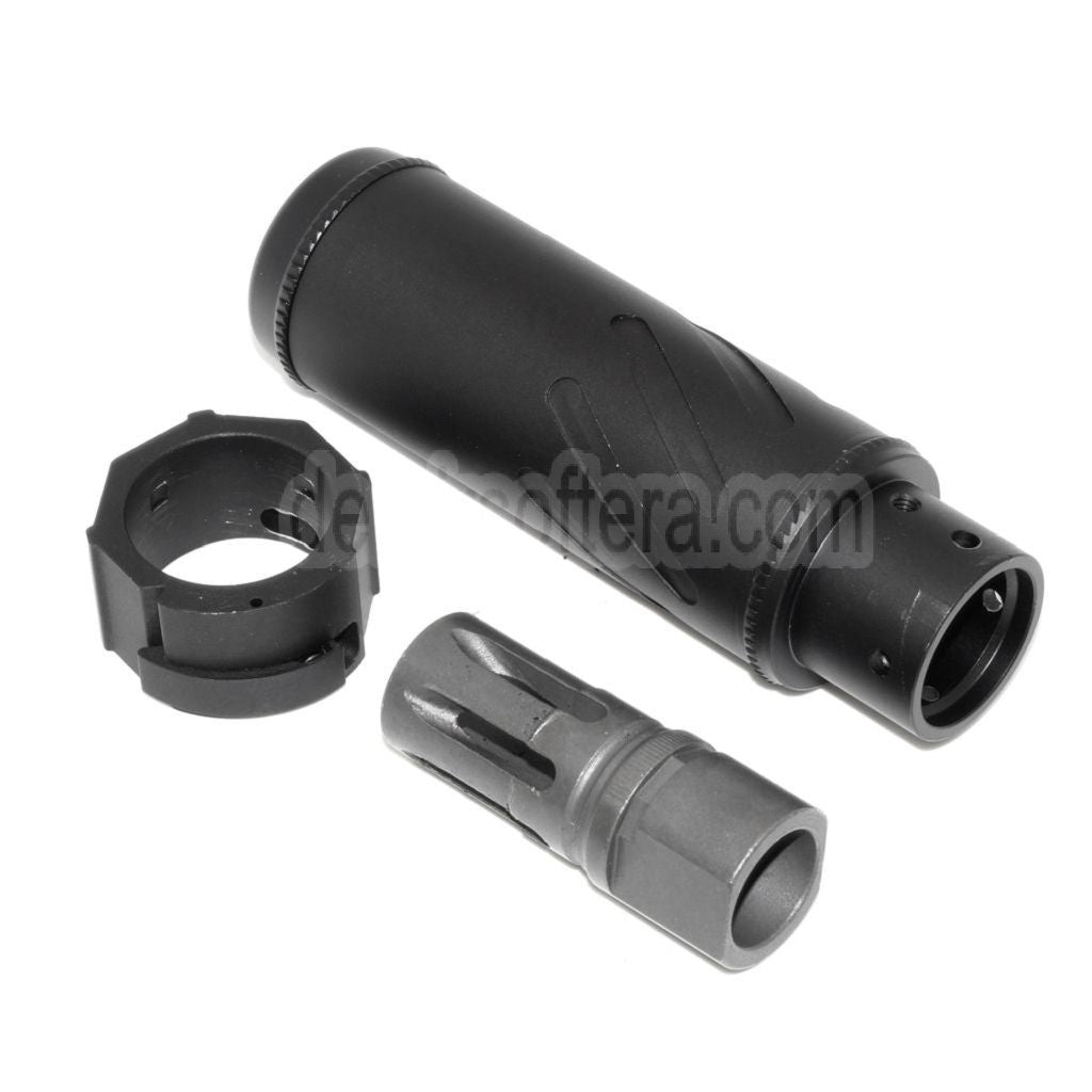5KU 128mm/149mm SOCOM556 Mini QD Schalldämpfer B mit Mündungsfeuerdämpfer Geeignet für -14mm CCW Gegen den Uhrzeigersinn Lauf Gewehre Airsoft Schwarz