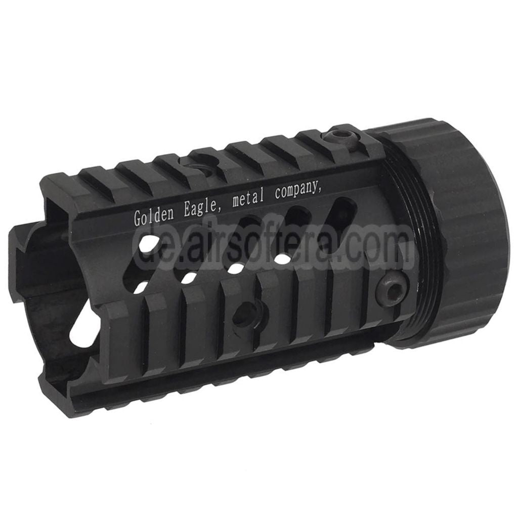 Golden Eagle 4-Seiten 8-Steckplatz Schiene Kurz Typ Stubby Free Float RIS Handschutz Schienen System geeignet für M4 M16 Serie AEG Gewehre Airsoft Schwarz