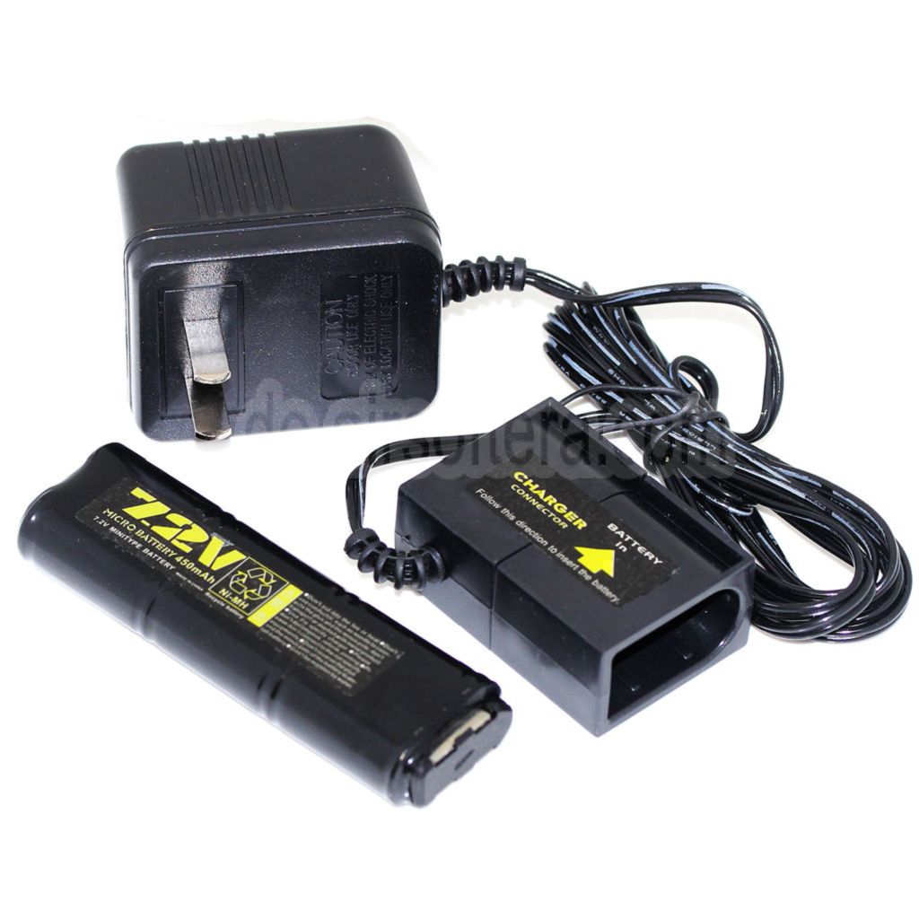 WELL 7.2V 450mAh Ni-MH Batterie und 110v US Stecker Ladegerät Geeignet für Vz61 Scorpion / MP7 / MAC10 / R2 / R4 AEG Airsoft