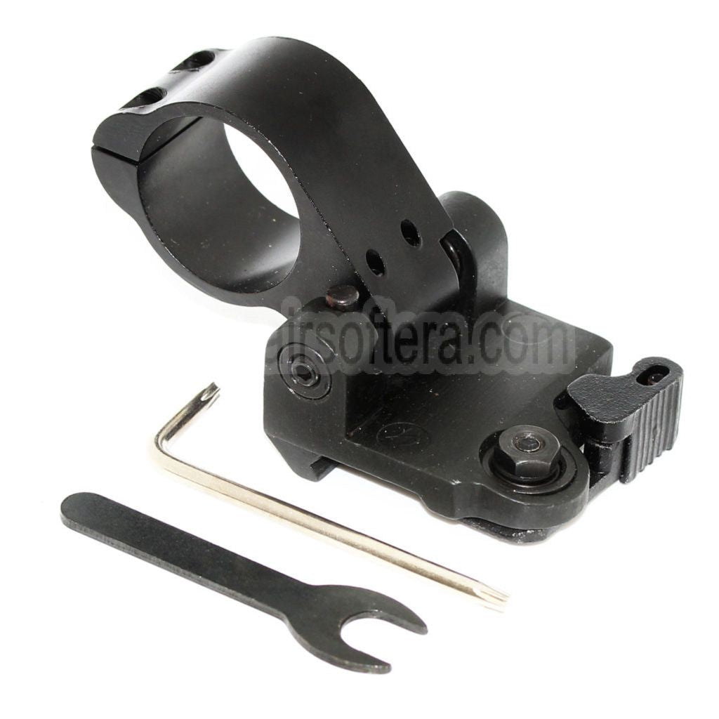 AirsoftEra 30mm Taktische Flip-to-Side QD FTS-Halterung Geeignet für 20mm Schienensystem Schwarz