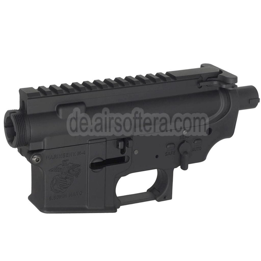 E&C Marine M4A1 Metallgehäuse Empfänger Set (Eingraviertes Logo) geeignet für E&C Tokyo Marui M4 M16 Serie AEG Gewehre Airsoft Schwarz