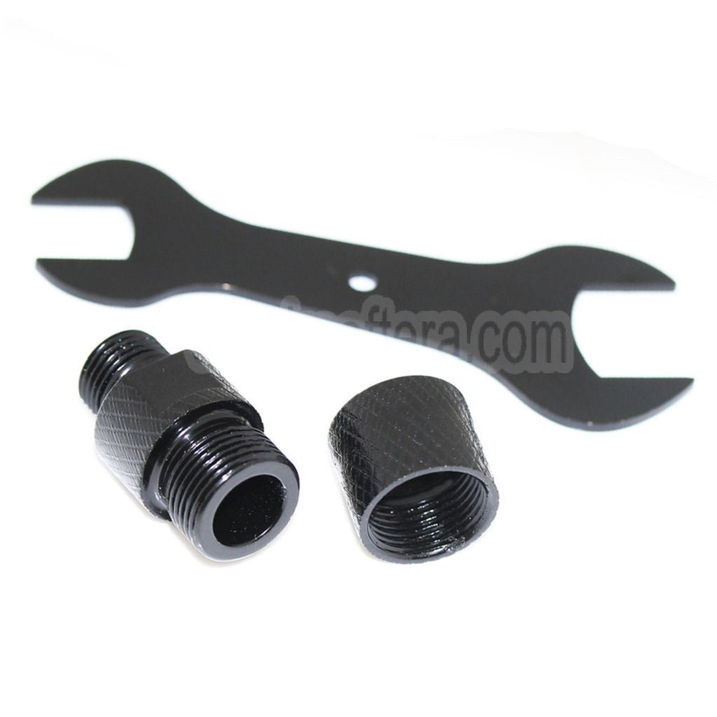 AirsoftEra Laufschalldämpfer Kompensatoradapter (+11mm im Uhrzeigersinn bis -14mm gegen den Uhrzeigersinn) mit Schraubenschlüssel Geeignet für WE/DOUBLE BELL/KSC M9 Serie Pistolen