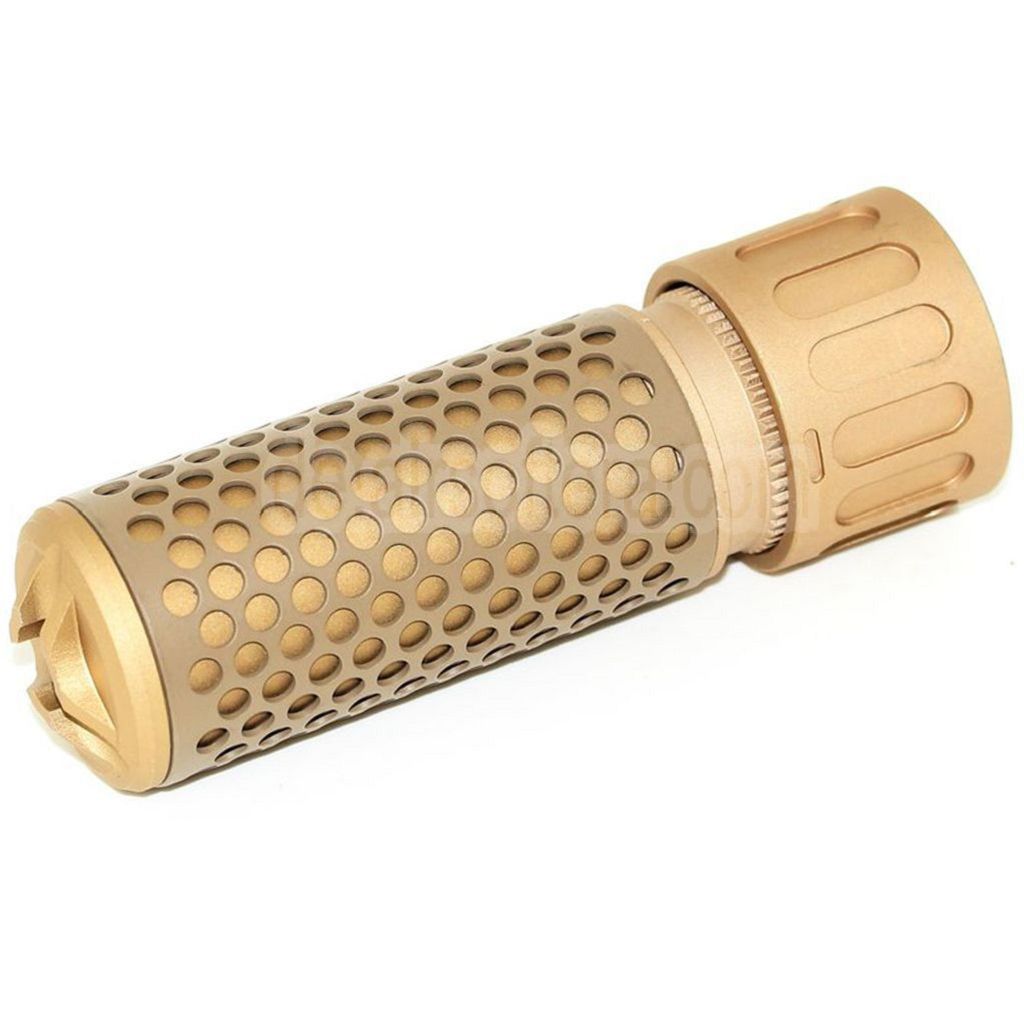 AirsoftEra 125mm 5 Zoll 5.56 Stil QDC Schalldämpfer mit Mündungsfeuerdämpfer Geeignet für -14mm CCW Gegen den Uhrzeigersinn Lauf Gewehre Airsoft Tan