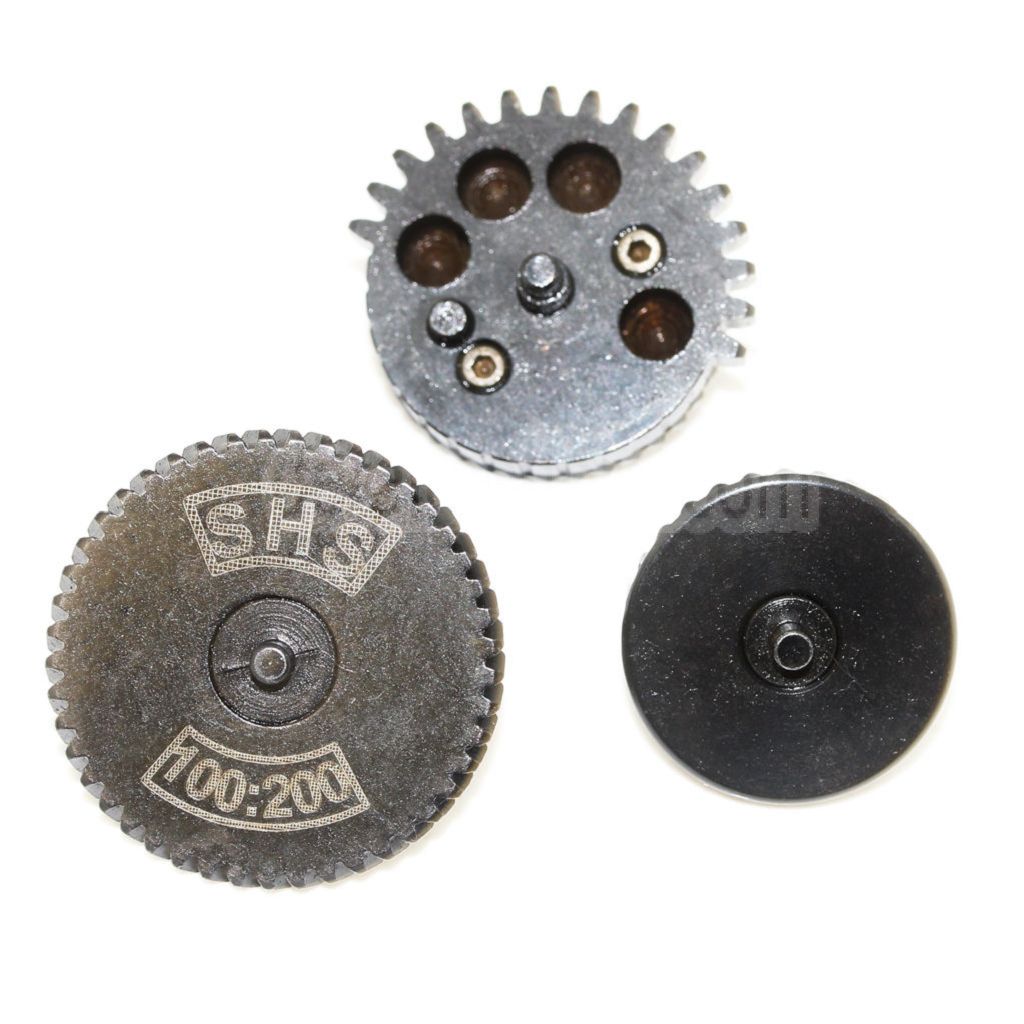 SHS Stahl Geräuscharm Hohes Drehmoment 100:200 Gear Set Geeignet für Version 2/3 V2 V3 AEG Getriebe Gewehre Airsoft