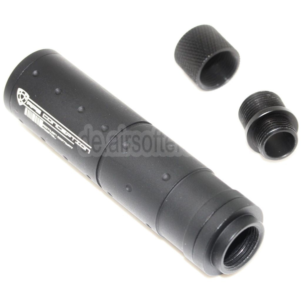 APS Schalldämpfer mit Adapter -14mm -12mm CCW Geeignet für ACP601 606 Black Hornet Tokyo Marui G17 Serie GBB Pistolen Airsoft