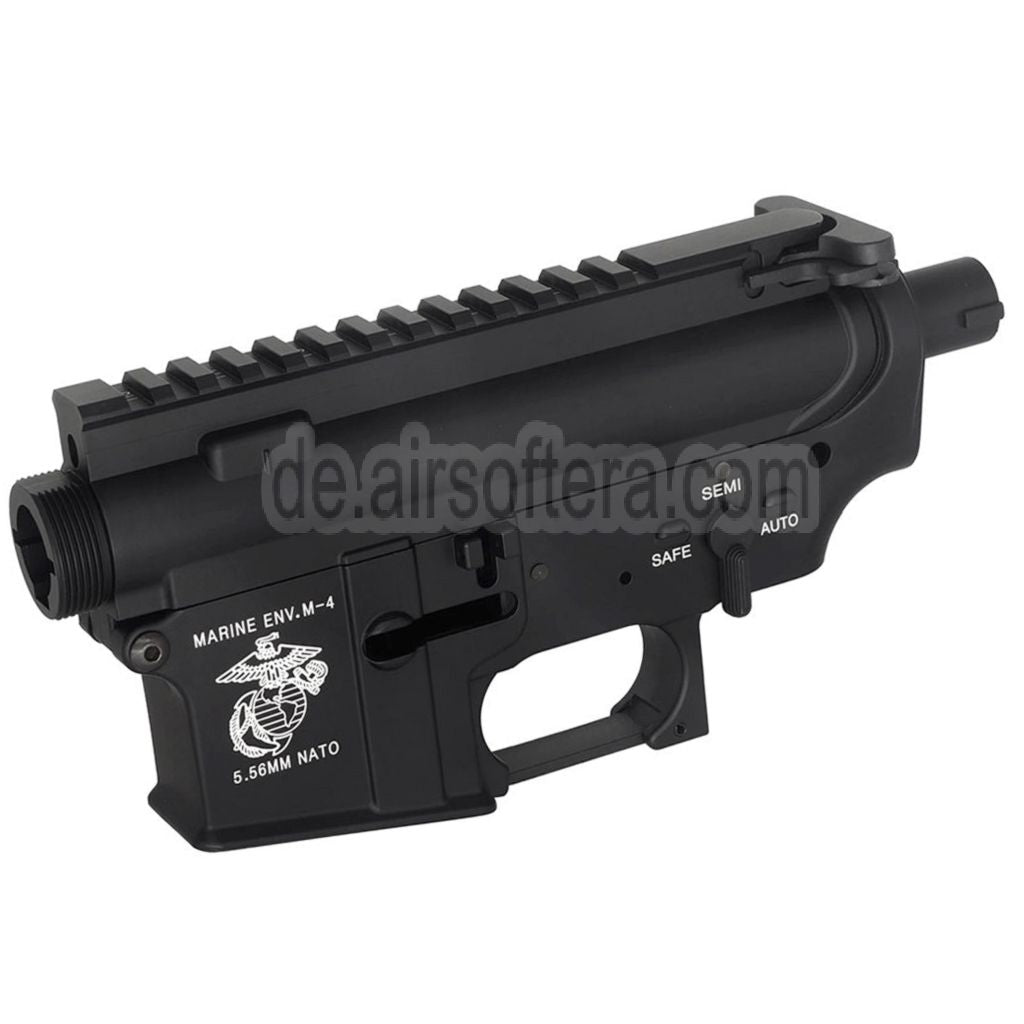 E&C Marine M4A1 Metallgehäuse Empfänger Set (Laser Logo) geeignet für E&C Tokyo Marui M4 M16 Serie AEG Gewehre Airsoft Schwarz