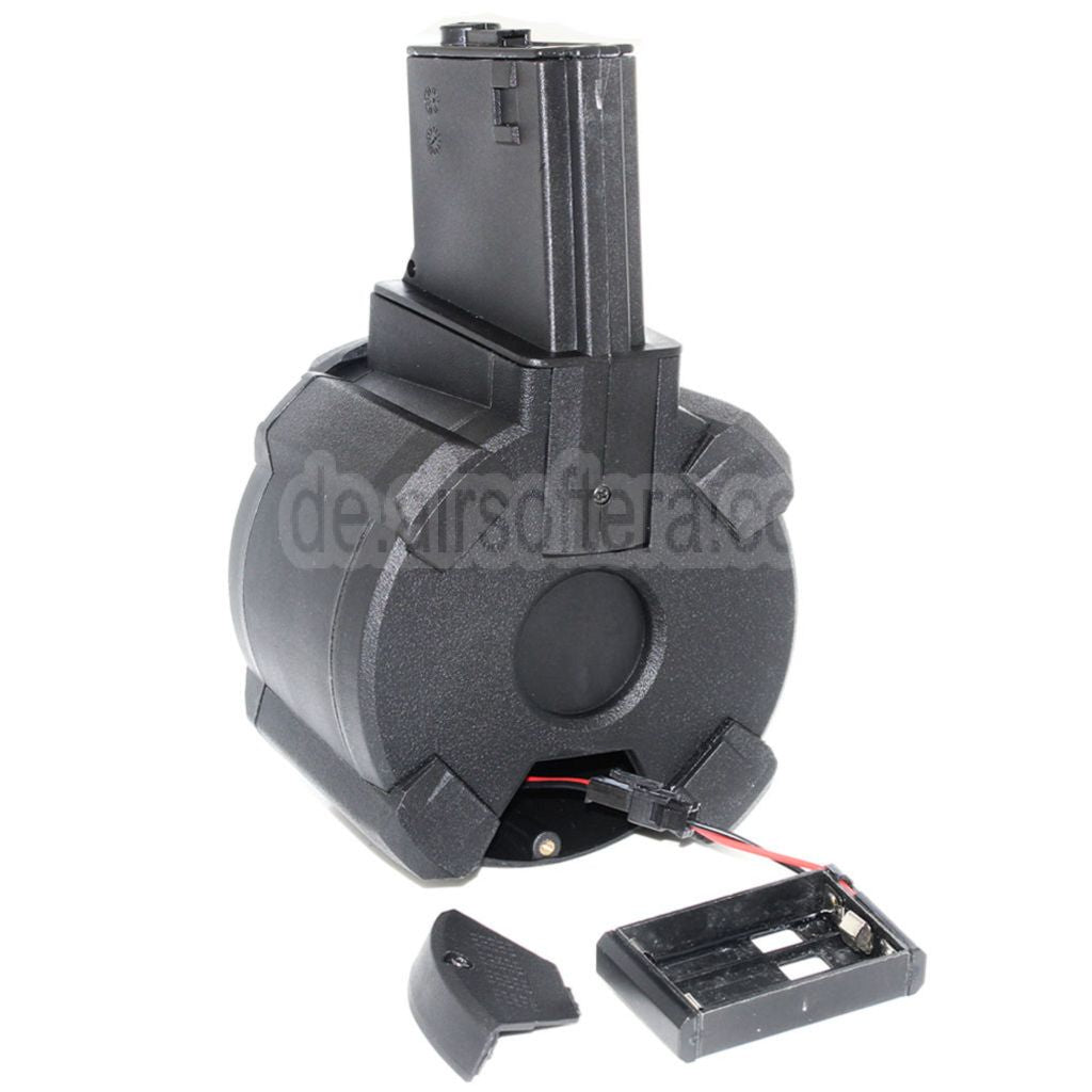 BATTLEAXE 1400rd Elektrisch Trommelmagazin Geeignet für M4 M16 Serie AEG Gewehre Airsoft Schwarz