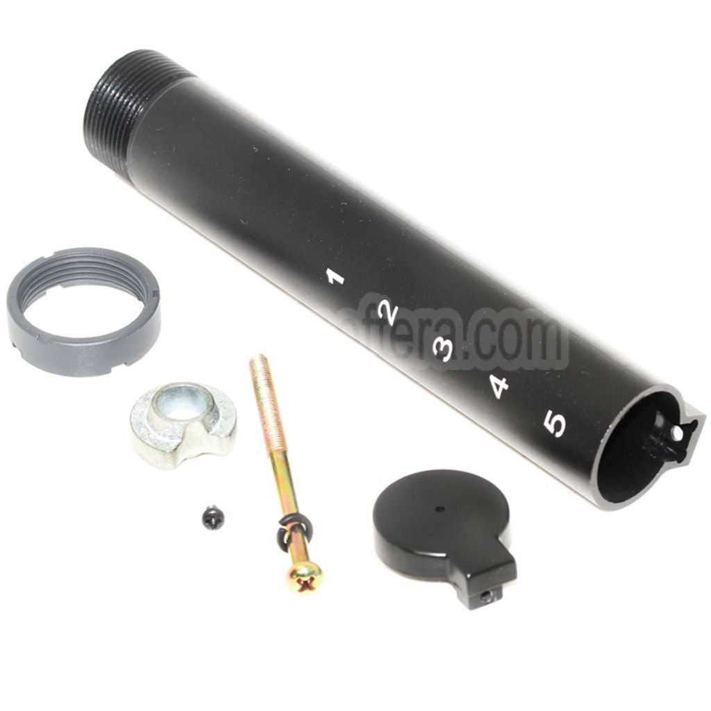 E&C 6-Positions Gewehrschaft Pufferrohr Geeignet für M4 M16 Serie AEG Gewehre Airsoft Schwarz