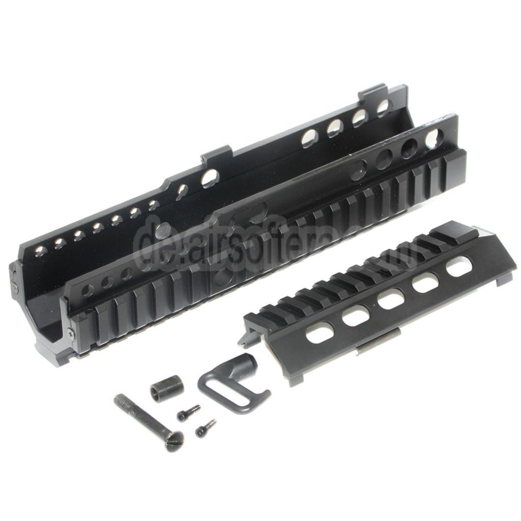 AirsoftEra 225mm 9 Zoll CNC Aluminium 4-Side Handschutz Schienen System Geeignet für ARMY G&G L85 R85 AEG Gewehre Schwarz