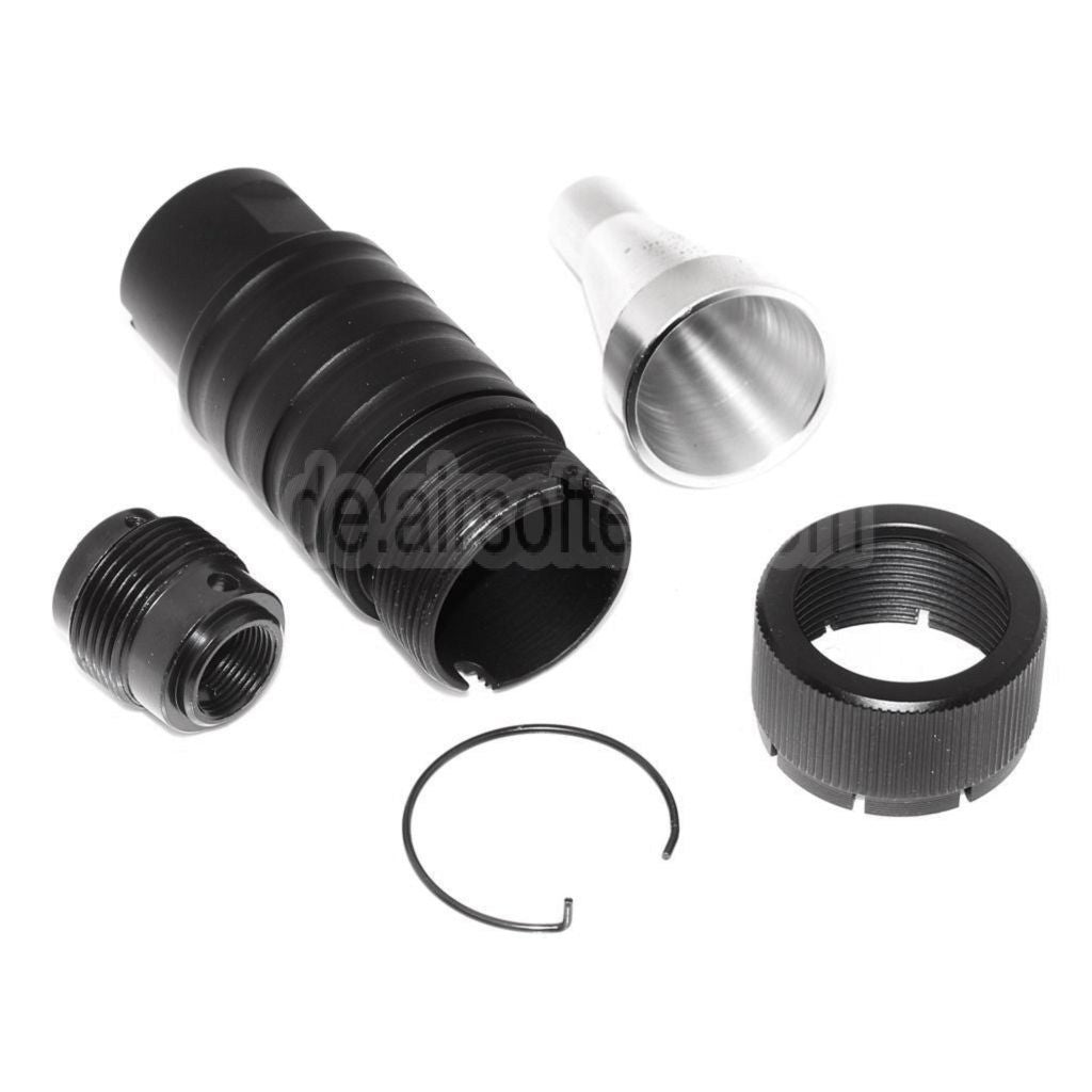 CYMA Einstellbares Soundverstärkungs design AK74 Mündungsfeuerdämpfer Geeignet für -14mm CCW Gegen den Uhrzeigersinn Lauf Gewehre Airsoft Schwarz