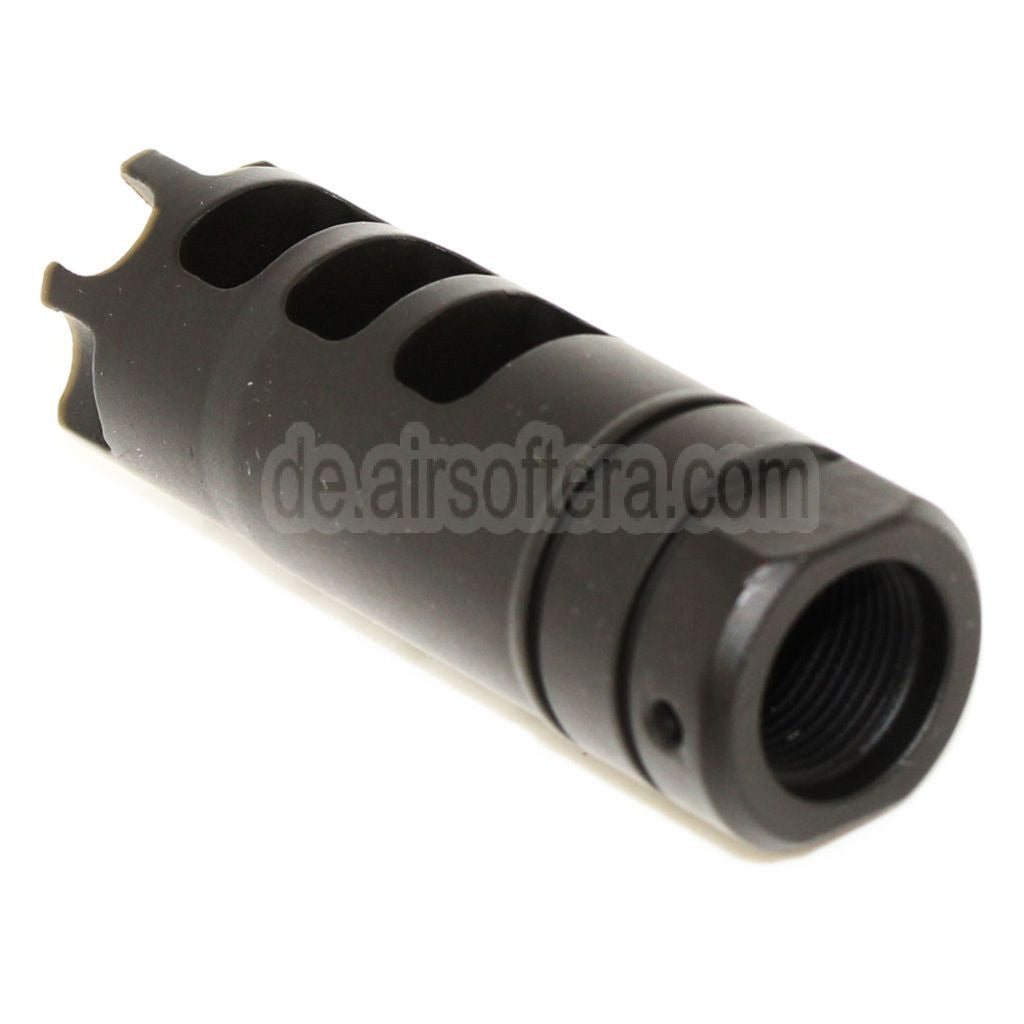 AirsoftEra 64mm Dragon 556 AK Stil Metall Mündungsbremse Mündungsfeuerdämpfer geeignet für -14mm CCW Gewehre mit gegen den Uhrzeigersinn gedrehtem Lauf Schwarz