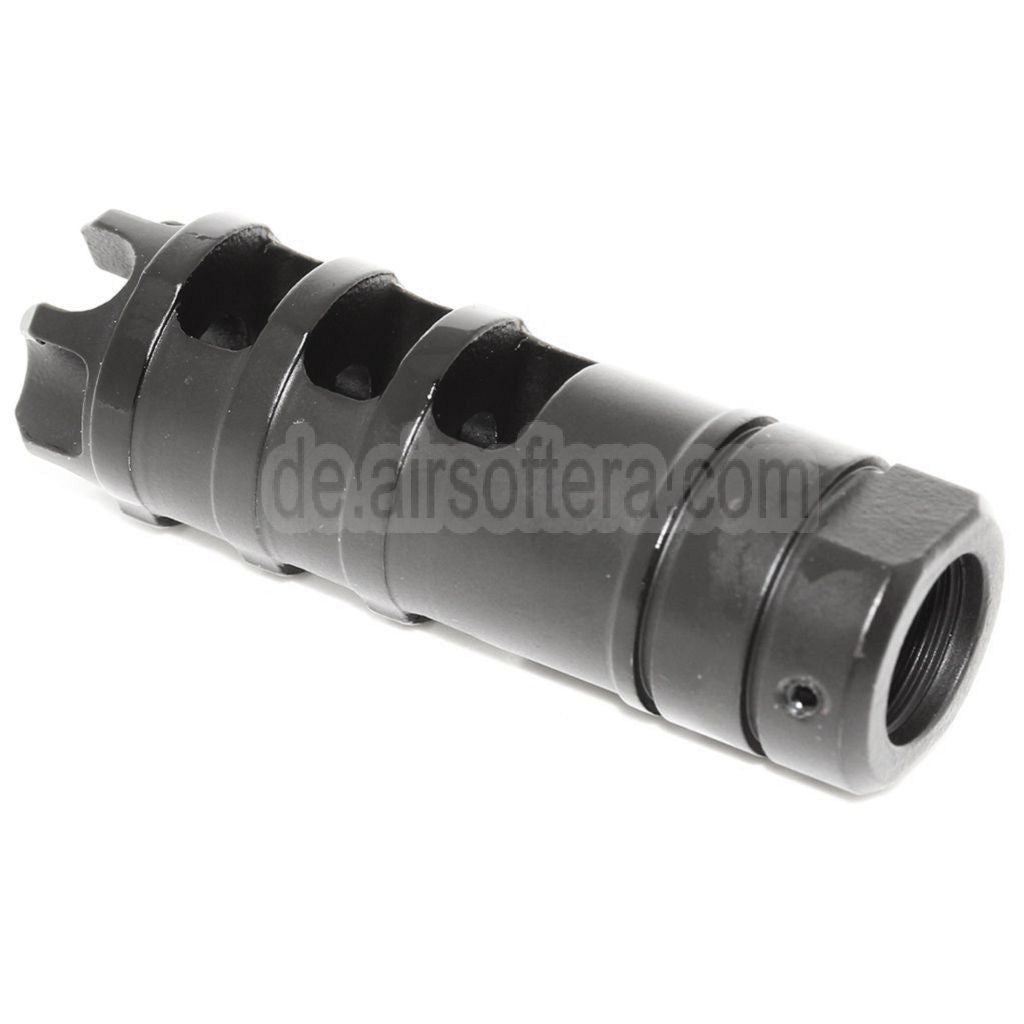 AirsoftEra 68mm Dragon AK Stil Metall Mündungsbremse Mündungsfeuerdämpfer geeignet für -14mm CCW Gewehre mit gegen den Uhrzeigersinn gedrehtem Lauf Schwarz
