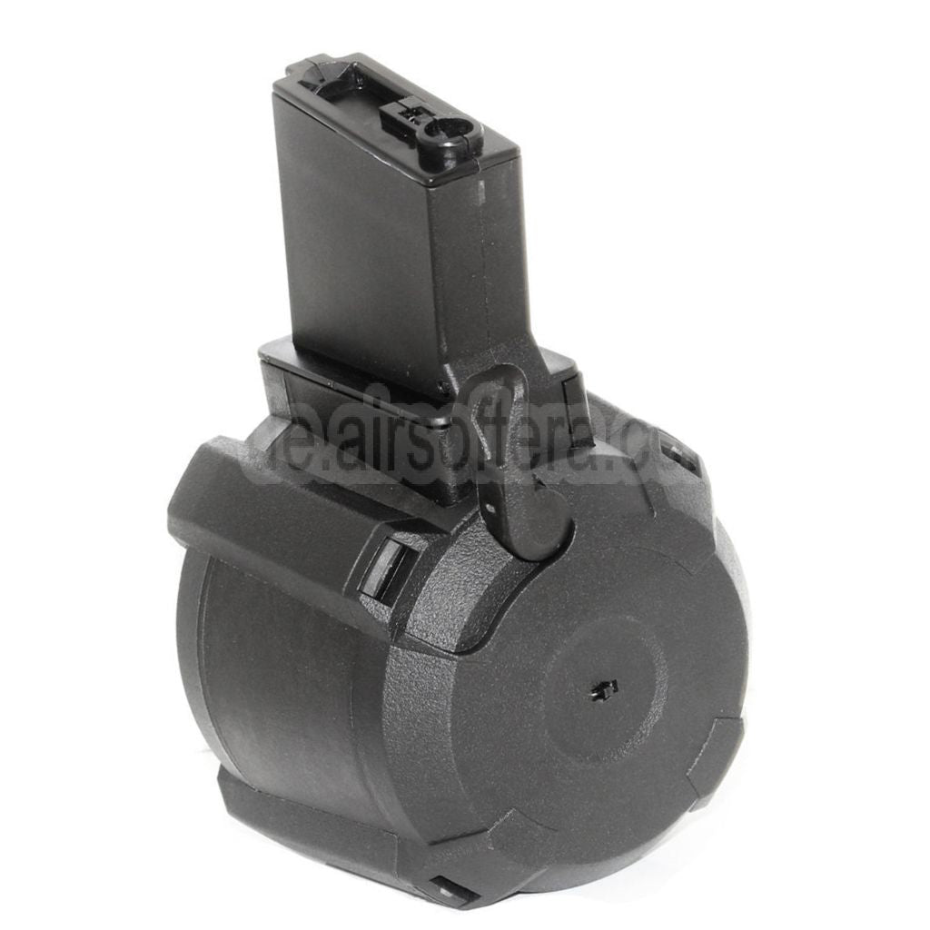 BATTLEAXE 1400rd Klangsteuerung Elektrisch Trommelmagazin Geeignet für M4 M16 Serie AEG Gewehre Airsoft Schwarz