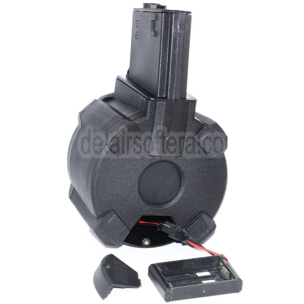 BATTLEAXE 1400rd Klangsteuerung Elektrisch Trommelmagazin Geeignet für M4 M16 Serie AEG Gewehre Airsoft Schwarz