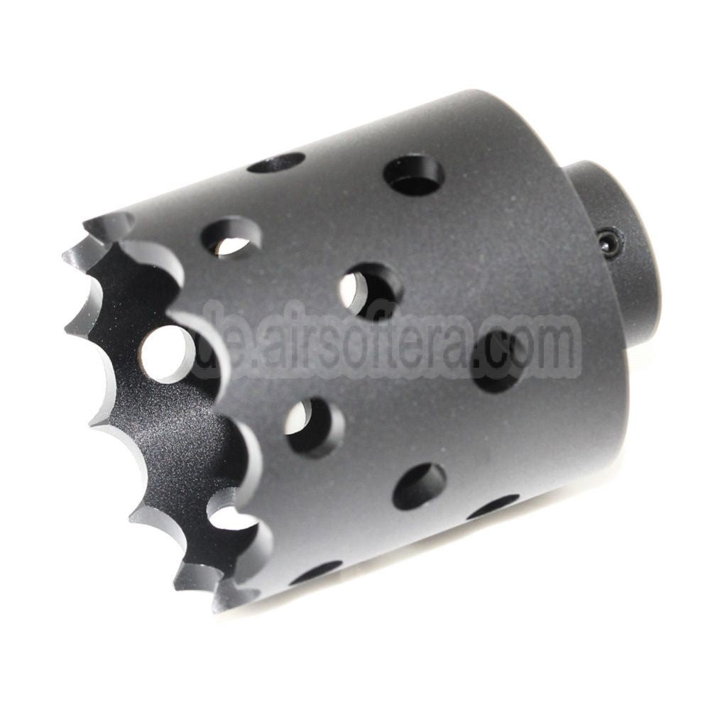 AirsoftEra 43mm/55mm Lochsäge Angriffsstil Metall Mündungsbremse Blitzunterdrücker geeignet für -14mm CCW Gewehre mit gegen den Uhrzeigersinn gedrehtem Lauf Schwarz