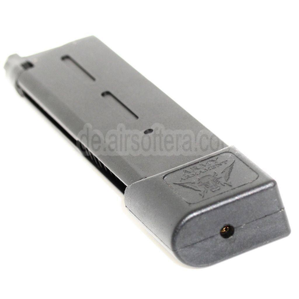 ARMY ARMAMENT 26rd Gas Magazin Erweiterter Langer Typ Geeignet für KWC KJ Works DOUBLE BELL E&C Tokyo Marui 1911 Serie GBB Pistolen Airsoft Schwarz