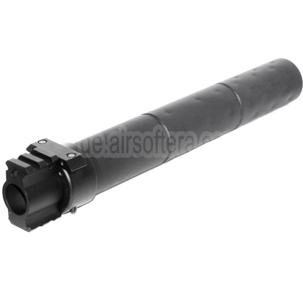 AirsoftEra 261mm CM072 SR25 Stil QD Schalldämpfer mit Gas Block Geeignet für AEG GBB Gewehre Schwarz