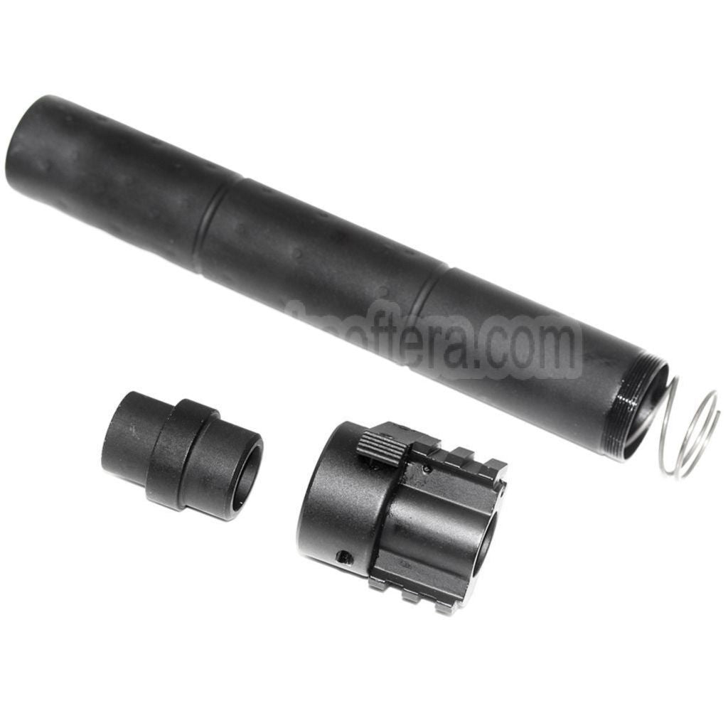 AirsoftEra 261mm CM072 SR25 Stil QD Schalldämpfer mit Gas Block Geeignet für AEG GBB Gewehre Schwarz