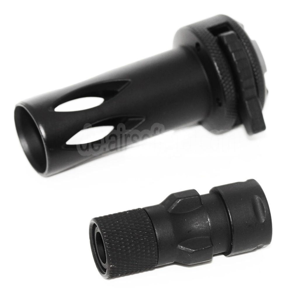 CYMA QD Mündungsfeuerdämpfer mit Muzzle Adapter Geeignet für CM041 CM049 MP5 AEG Gewehre Airsoft Schwarz