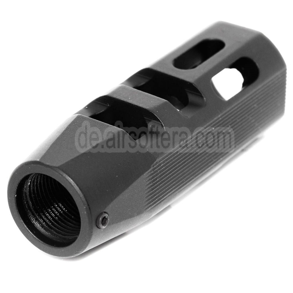 APS 62mm Evolution Tech Mündungsbremse Mündungsfeuerdämpfer 1.1 Geeignet für -14mm CCW Gegen den Uhrzeigersinn Lauf Gewehre Airsoft Schwarz