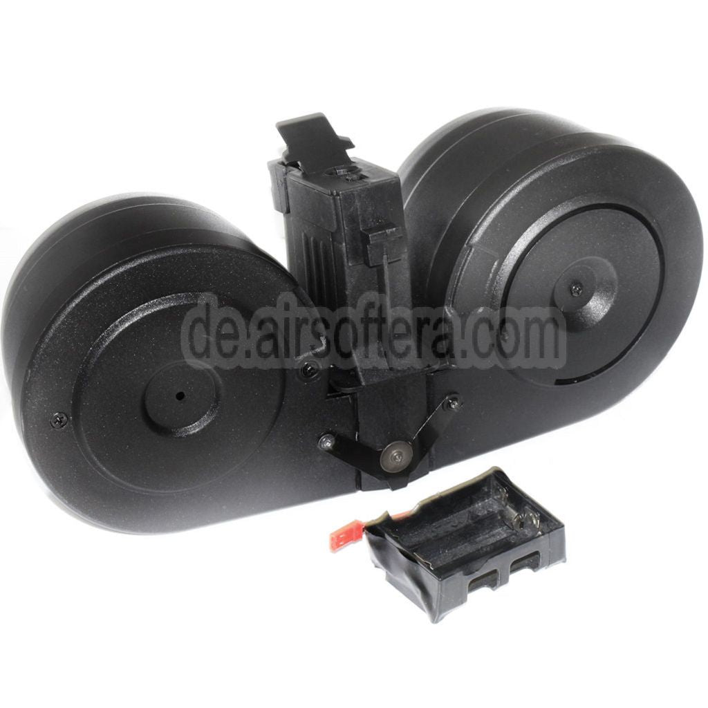 BATTLEAXE 2500rd Electric Sound Control Trommelmagazin Geeignet für AK Serie AEG Gewehre Airsoft Schwarz