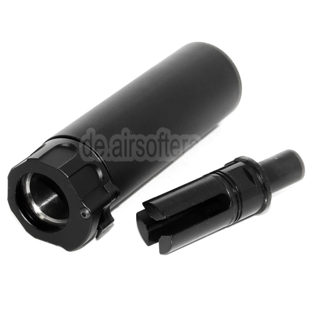 5KU 133mm SOCOM46 Mini Schalldämpfer mit Mündungsfeuerdämpfer Geeignet für +12mm CW Rechtsgewinde Lauf Gewehre Airsoft