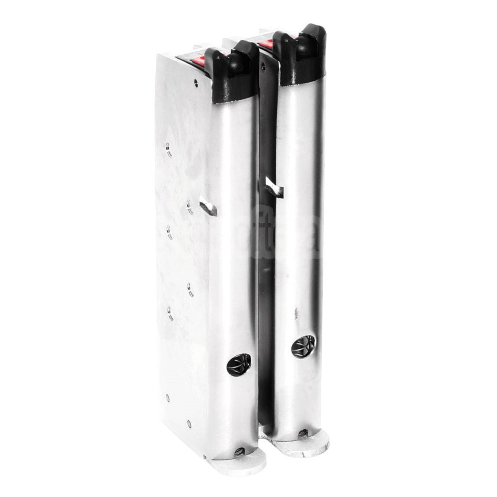 Armorer Works AW 32rd Doppel Lauf Gas Magazin Geeignet für AW MX Serie / WE Doppel Lauf 1911 Serie GBB Pistolen Airsoft Silber (Skull Cam Grundplatte)