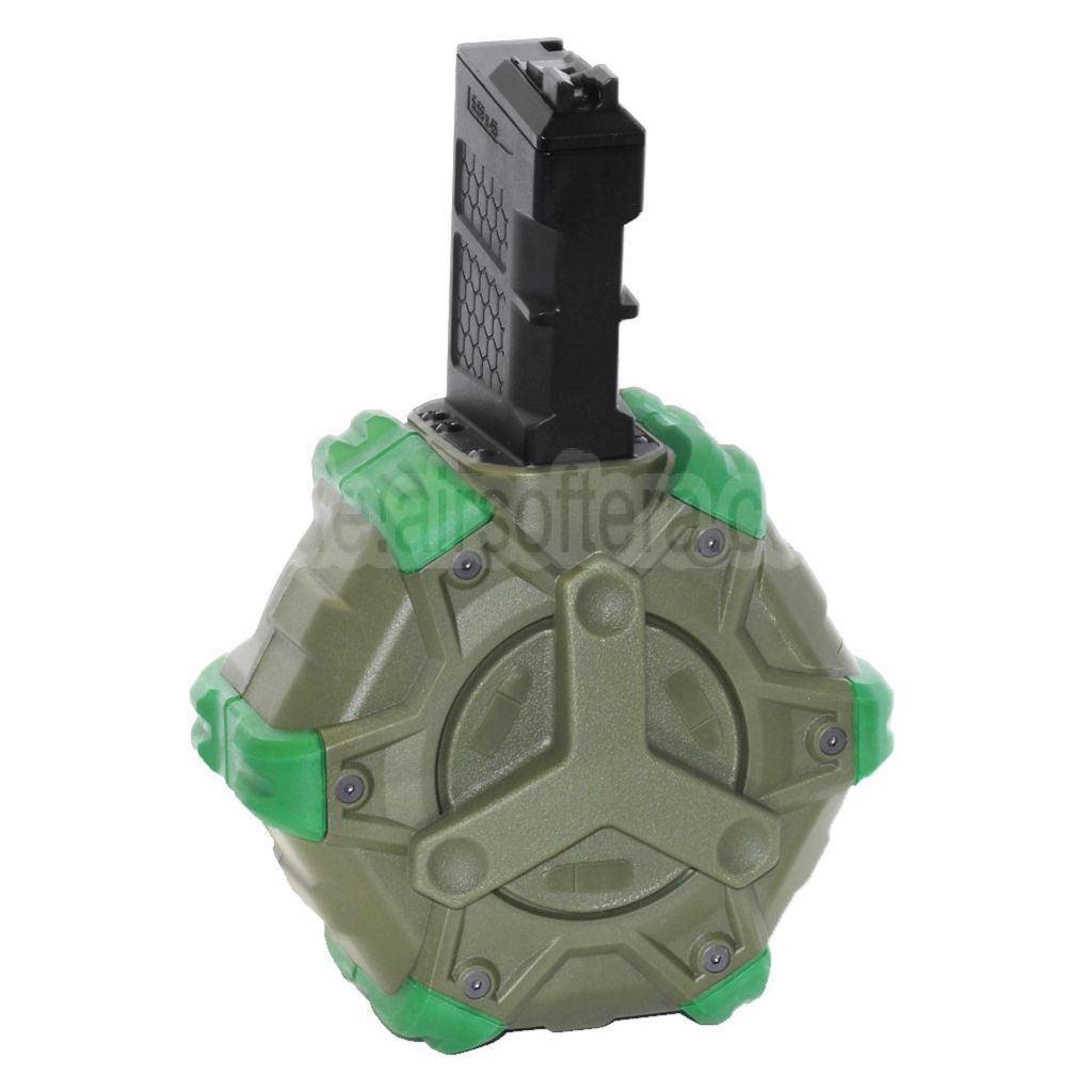 WE (WE-TECH) 350rd Gas Trommelmagazin Geeignet für WE (WE-TECH) Open Bolt Typ L85 / SCAR-L / R5C / T65 / HK416 / AR M4 M16 GBB Gewehre Airsoft