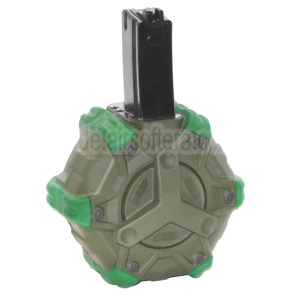 WE (WE-TECH) 350rd Gas Trommelmagazin Geeignet für WE (WE-TECH) AP APACHE MP5 Serie GBB Gewehre Airsoft