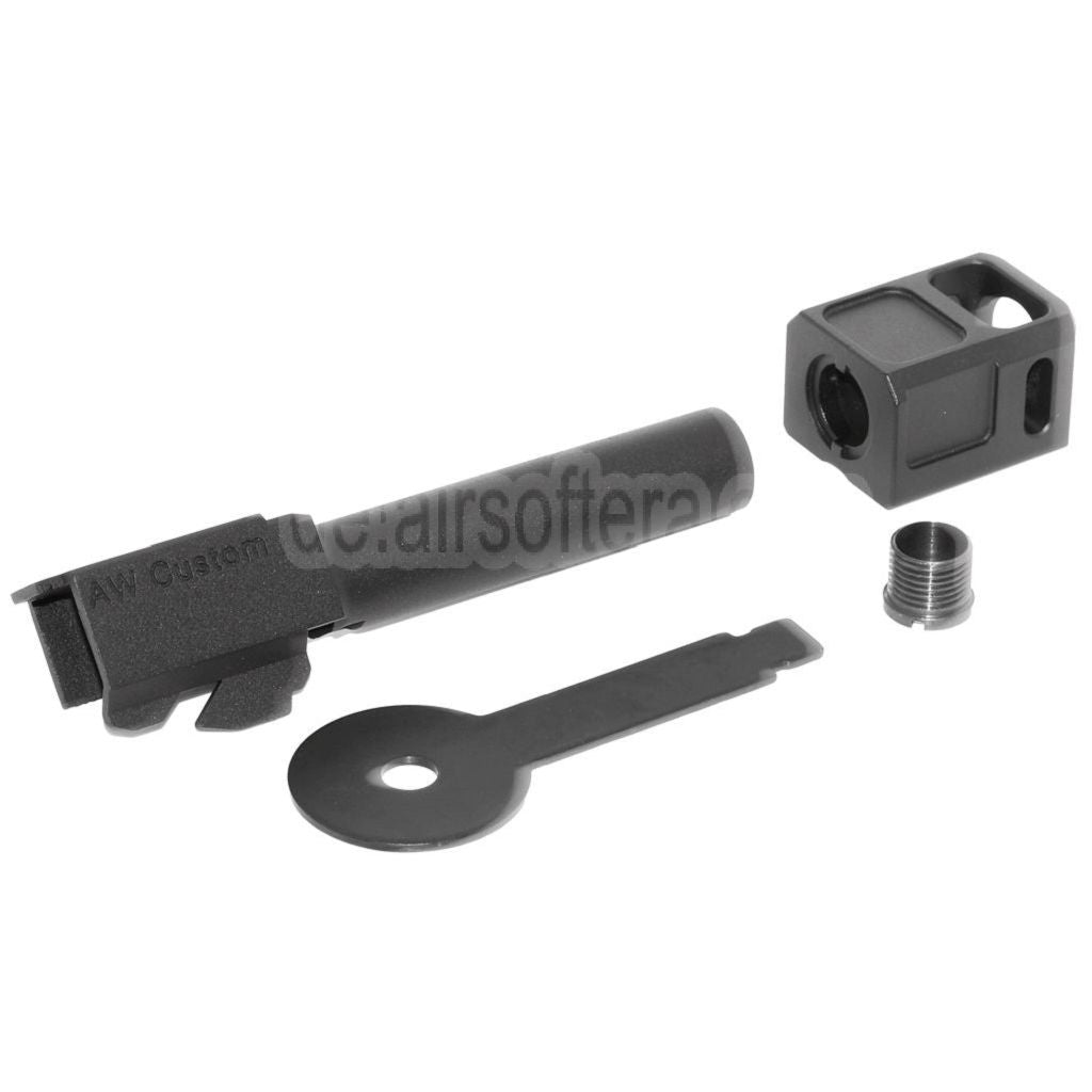 Armorer Works AW VX Äußerer Lauf Kit mit Kompensator MOD-2 Geeignet für AW VX9 Serie / EMG SAI BLU COMPACT / Tokyo Marui / WE G19 GBB Pistolen Airsoft
