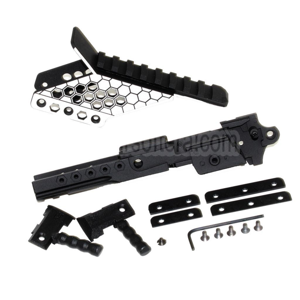Armorer Works AW Vorgebohrt HX Mittlerer Rahmen mit Optikhalterung und Schnellspanngriff Geeignet für AW WE Tokyo Marui Hi-Capa Serie GBB Pistolen Airsoft Schwarz/Silber