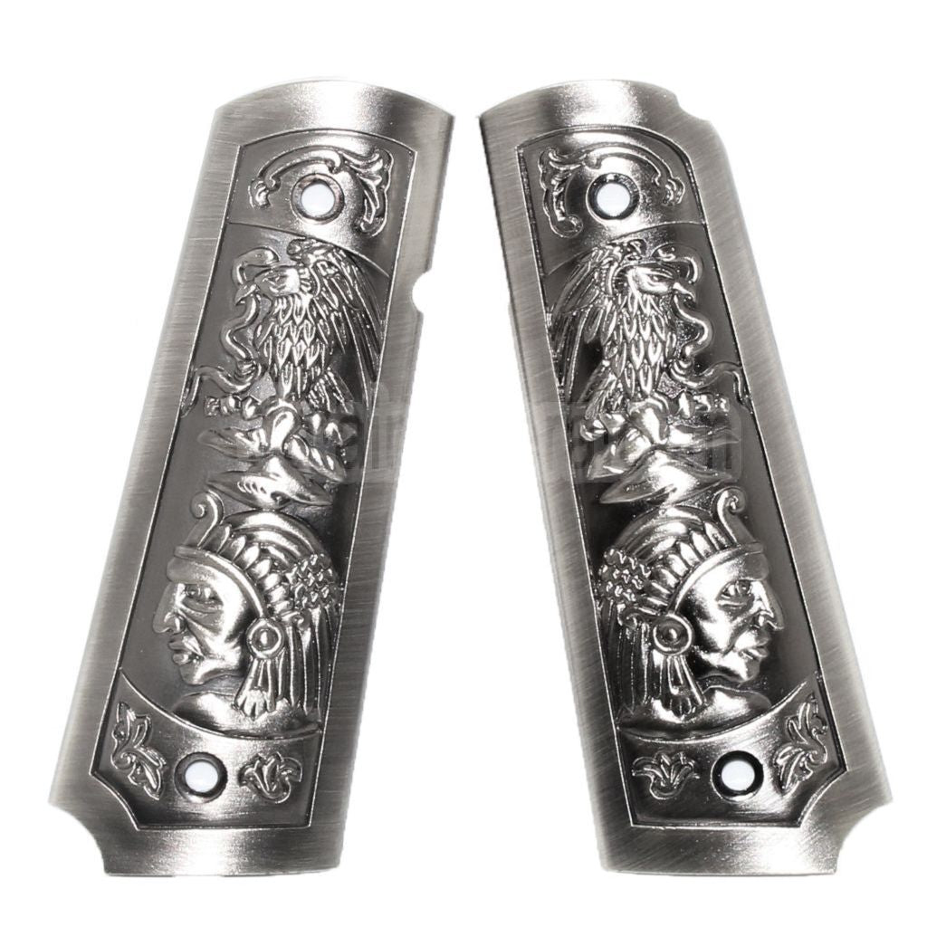 WE (WE-TECH) Carved Plastik Griffabdeckung Geeignet für DOUBLE BELL ARMY AW WE KJ Tokyo Marui M1911 M.E.U Serie 70 M45A1 WARRIOR GBB Pistolen Airsoft Silber Grau