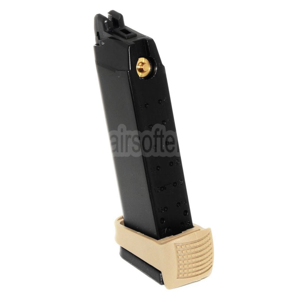 WE (WE-TECH) 25rd Co2 Magazin Ventilschlüssel Griffverlängerungssatz Geeignet für G17 G18C G34 G35 G-Serie GBB Pistolen Airsoft Schwarz