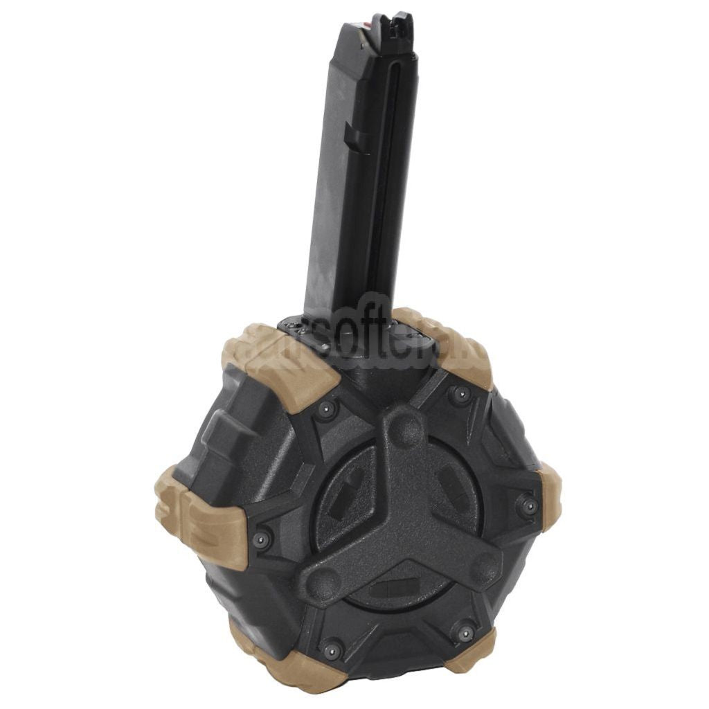 Armorer Works AW Custom 350rd Gas Adaptive Trommelmagazin Geeignet für G17 G18C G-Serie GBB Pistolen Airsoft