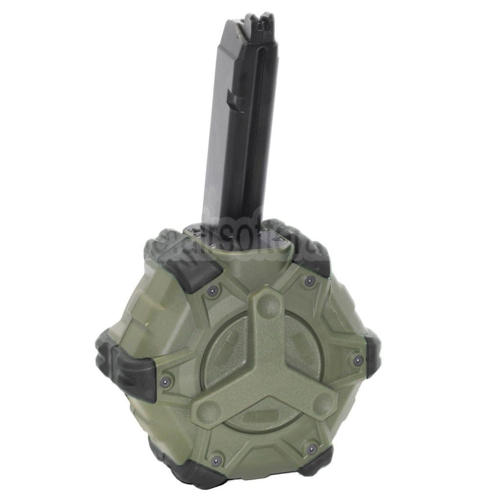 WE (WE-TECH) 350rd Gas Trommelmagazin Geeignet für G17 G18C G-Serie GBB Pistolen Airsoft