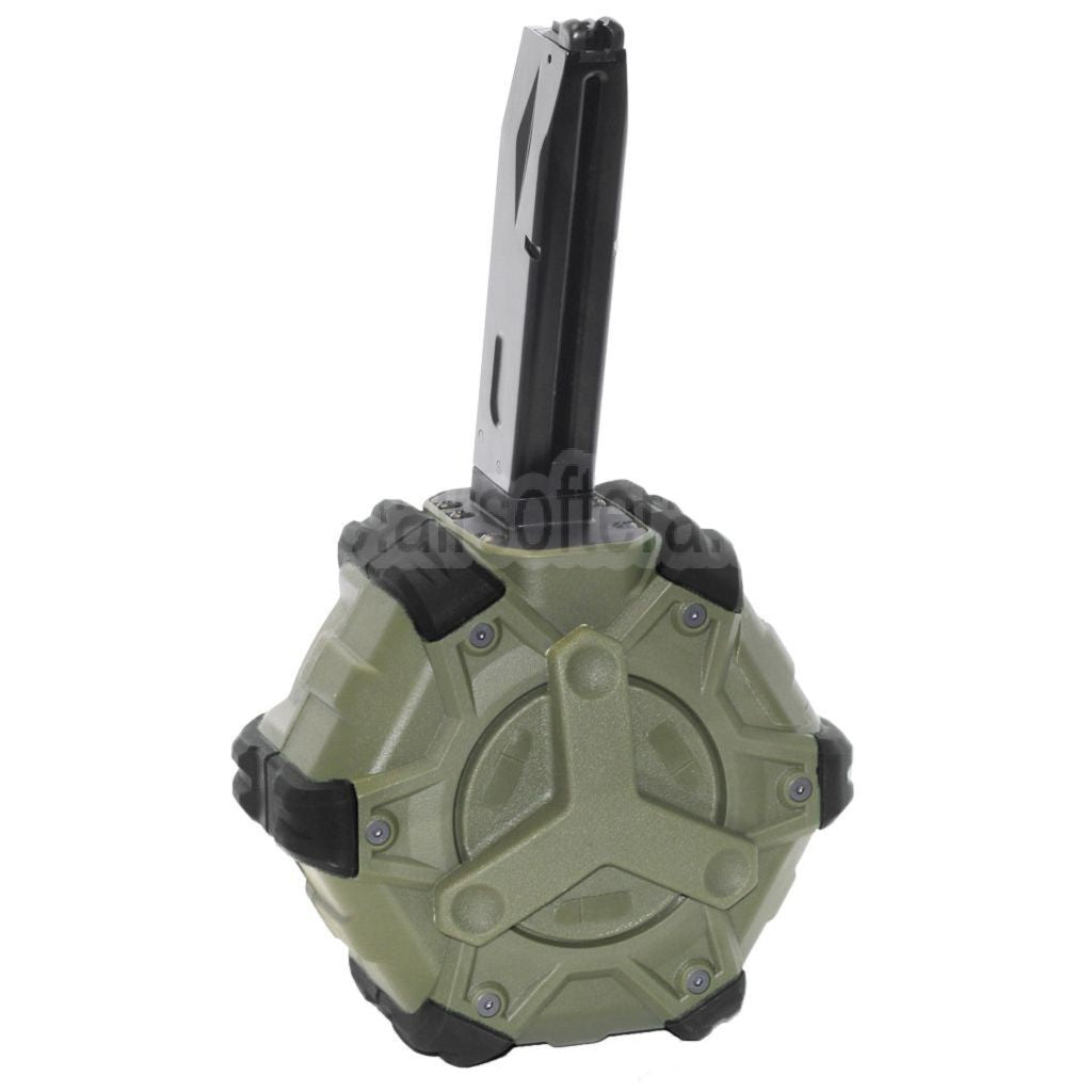 WE (WE-TECH) 350rd Gas Trommelmagazin Geeignet für AW MB Serie / KJW / WE / Tokyo Marui M9 M92 GBB Pistolen Airsoft