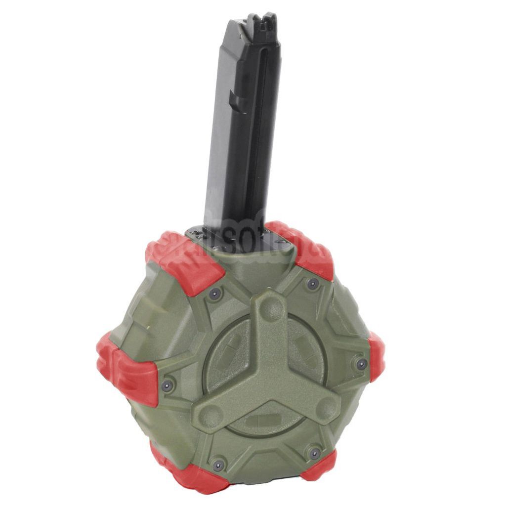 WE (WE-TECH) 350rd Gas Trommelmagazin Geeignet für G17 G18C G-Serie GBB Pistolen Airsoft