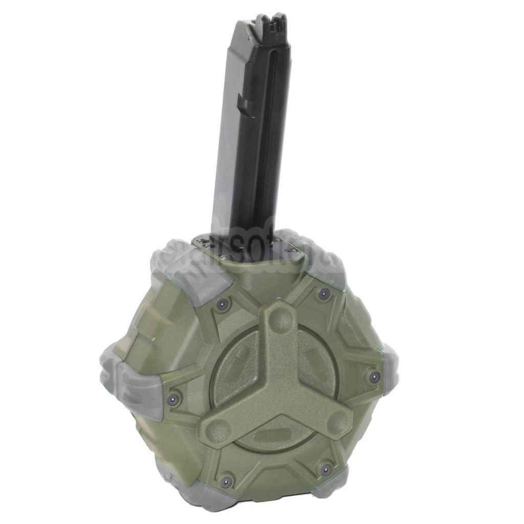WE (WE-TECH) 350rd Gas Trommelmagazin Geeignet für G17 G18C G-Serie GBB Pistolen Airsoft