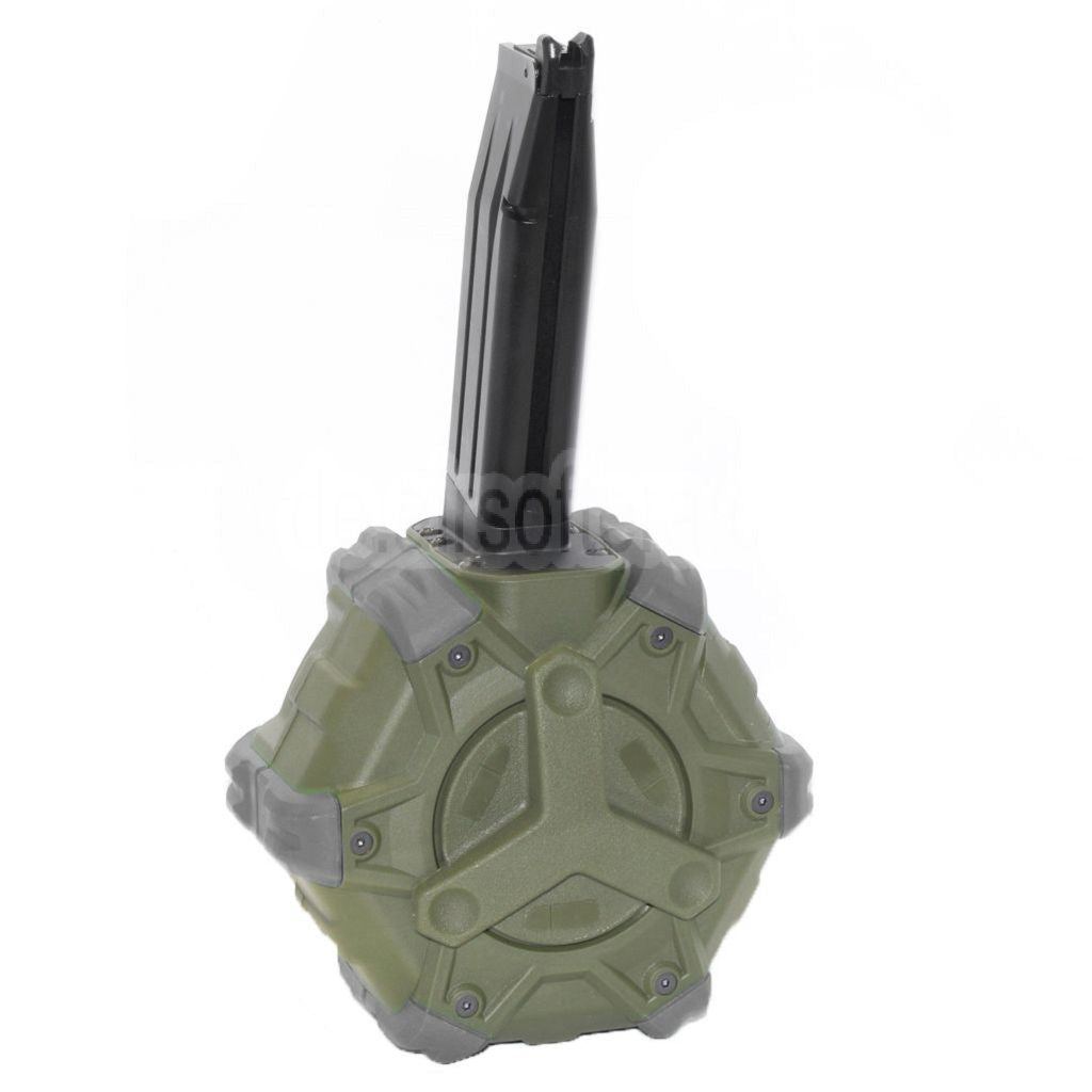 WE (WE-TECH) 350rd Gas Trommelmagazin Geeignet für Hi-Capa GBB Pistolen Airsoft